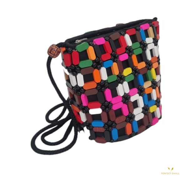 African Handmade Women Shoulder Bags with Beads and Zipper Tape - Image 3