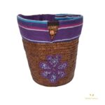 African Tote Bag With Bead Handle and Banana Twine,Purple - Image 2
