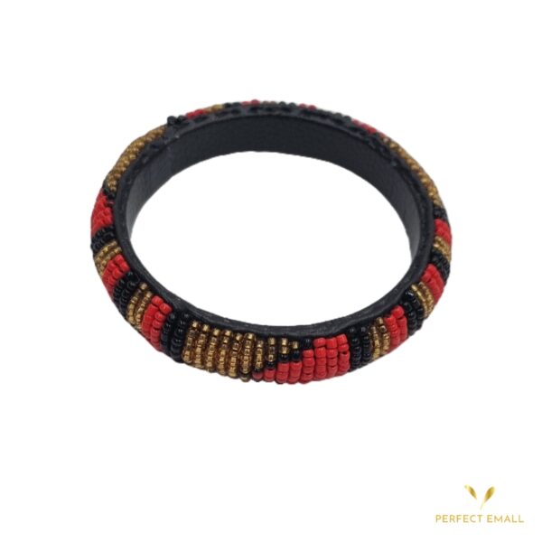 Handcrafted Leather Beads Bracelet for Ladies Red