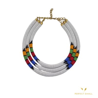 3 in 1 Solid Beaded Chokers Women’s Necklace white