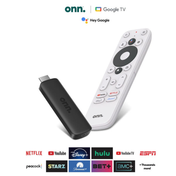 Onn. Full HD Streaming Device with Google TV – Wi-Fi, Voice Remote, HDMI
