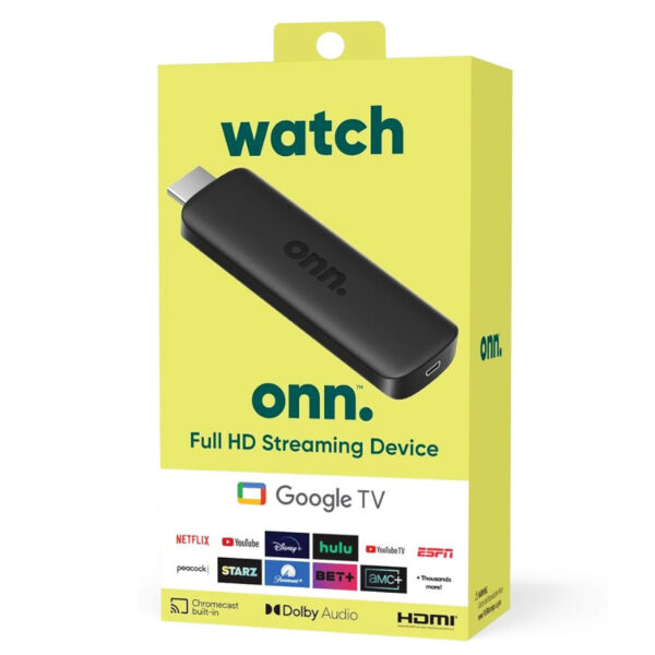 Onn. Full HD Streaming Device with Google TV – Wi-Fi, Voice Remote, HDMI