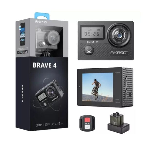 AKASO Brave 4 4K30FPS 20MP WiFi Action Camera with Ultra HD, EIS & Waterproof Case