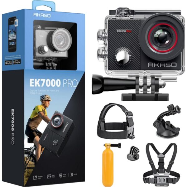 AKASO EK7000 Pro 4K Action Camera with Touch Screen, EIS, Waterproof Case, and Remote Control