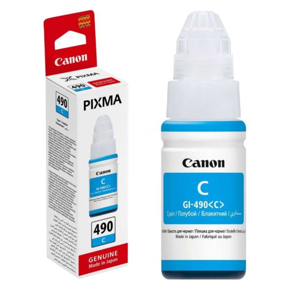 Canon Ink Bottle GI-490 Cyan – High Yield Ink for G-Series Printers