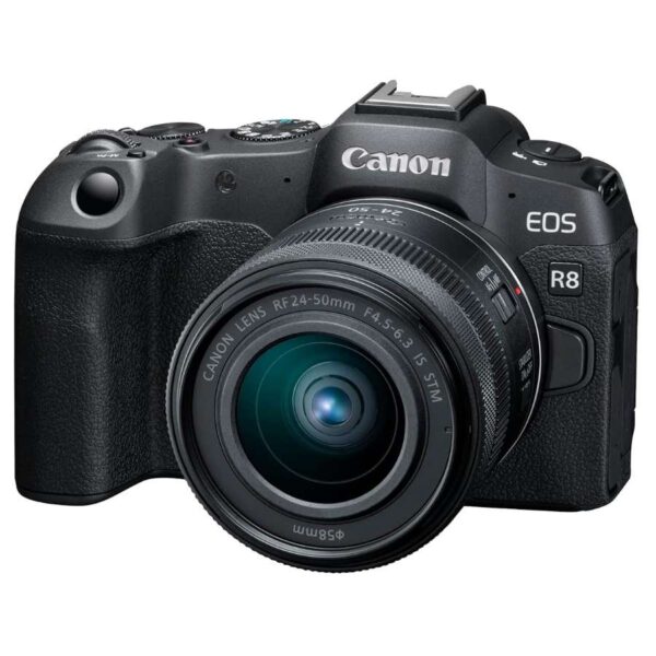 Canon EOS R8 Mirrorless Camera with RF 24–50mm f/4.5–6.3 IS STM Lens – EU26 Kit