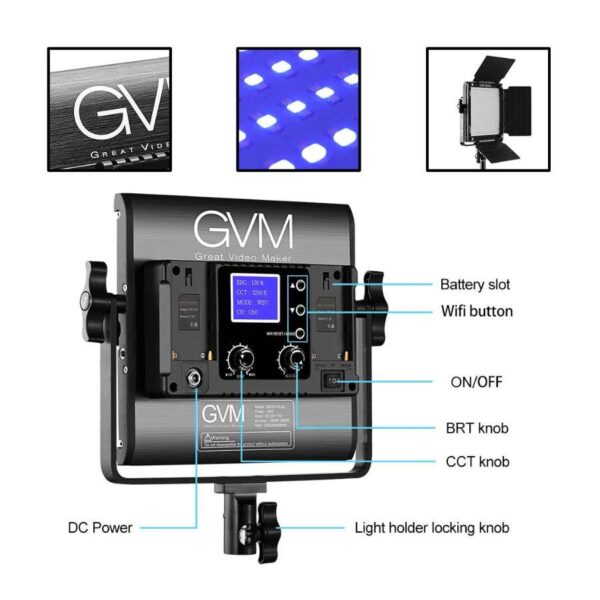 GVM-800D-II-3L-Kit LED Video Lighting Kit – 3-Light Bi-Color Panel Set with Stands and Carry Bag