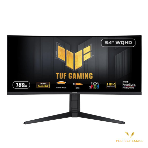 ASUS TUF Gaming VG34VQL3A – 34” Ultra-Wide QHD 165Hz Curved Gaming Monitor (3440x1440, 1500R, 1ms, FreeSync Premium, ELMB Sync)