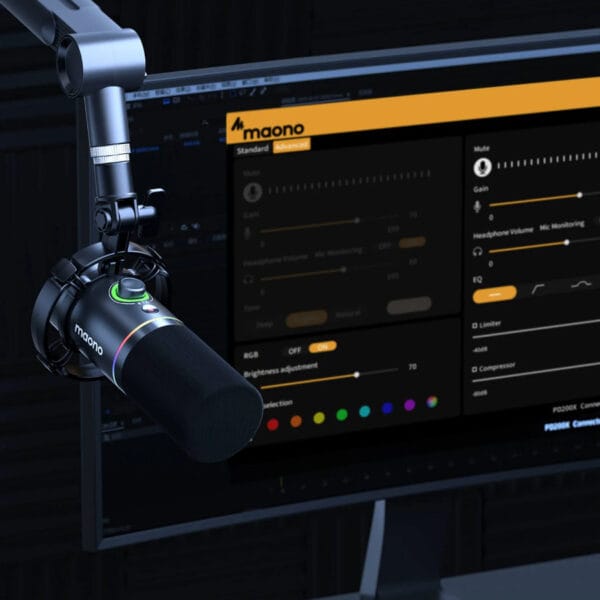 Maono PD200X Dynamic Microphone – USB/XLR Dual Output with RGB Lighting