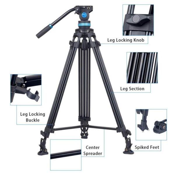 Sirui SH25 Professional Aluminum Video Tripod with Fluid Head