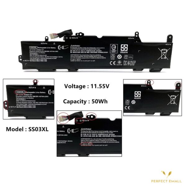 HP SS03XL Laptop Battery – 3-Cell, 11.55V, High-Capacity Replacement