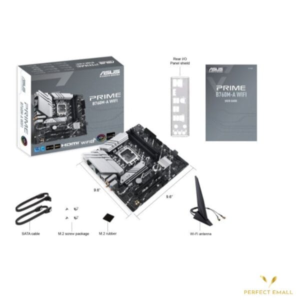 ASUS PRIME B760M-A WIFI Motherboard | LGA1700 Socket | mATX | DDR5 | PCIe 5.0 | Wi-Fi 6 | Intel 13th & 12th Gen Support