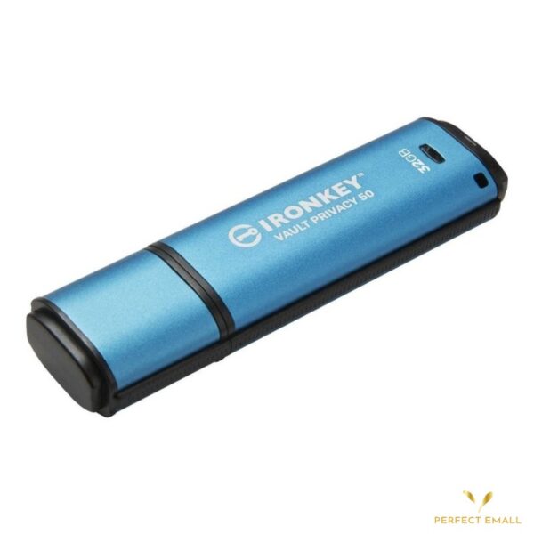 Kingston IronKey Vault Privacy 50 32GB | Encrypted USB 3.2 Flash Drive | USB-A | Blue