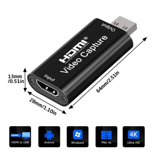 4K HDMI Video Capture Card | Ultra HD 60FPS | Plug & Play | Streaming & Recording